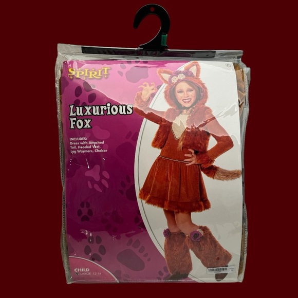 Spirit Other - Luxurious Fox Costume Child Large 12-14 Dress Tail Hooded Vest Leg Warmers